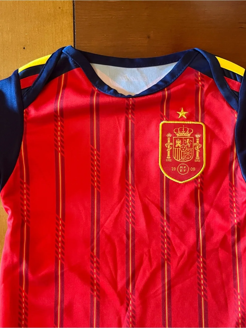 Spain Soccer Baby Bodysuit - Red & Navy